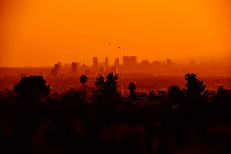 Los Angeles skyline at sunset